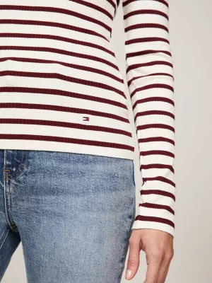 Camiseta listrada de manga comprida com corte slim