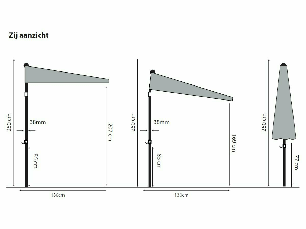 Madison Triangle 210 x 130 parasol - Taupe