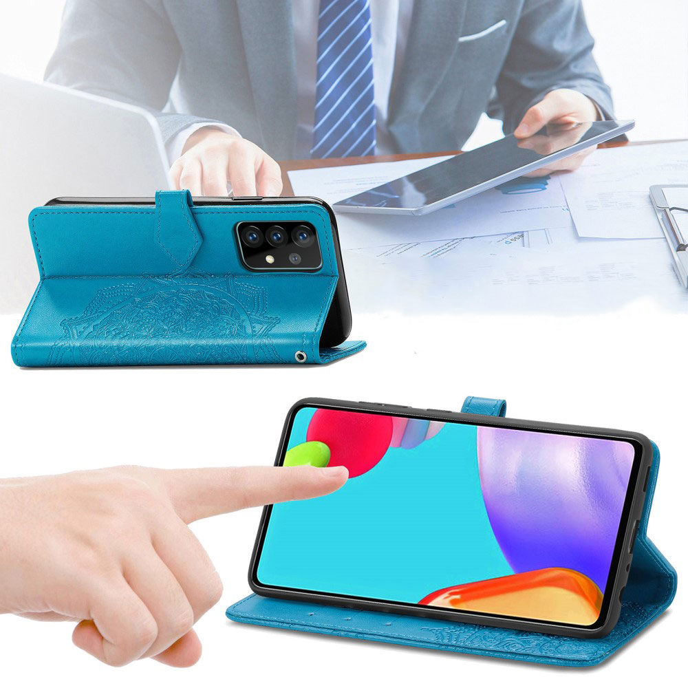 Samsung Galaxy A52s 5G / A52 (5G) Leder Tasche Flip Cover Mandala - Blau