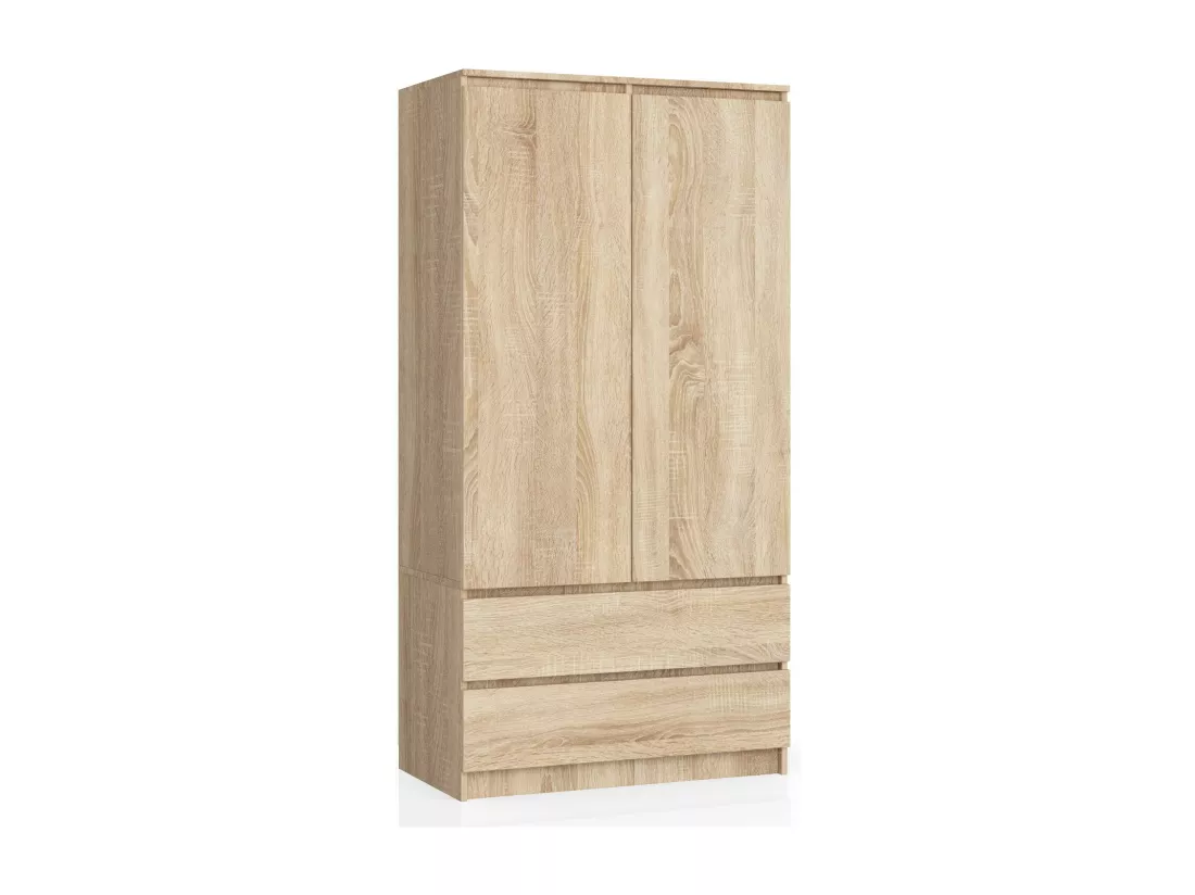Armoire AKORD S90 Chêne Sonoma 90 cm 2 portes 2 tiroirs façade Chêne Sonoma 4 étagères 90x51x180 cm