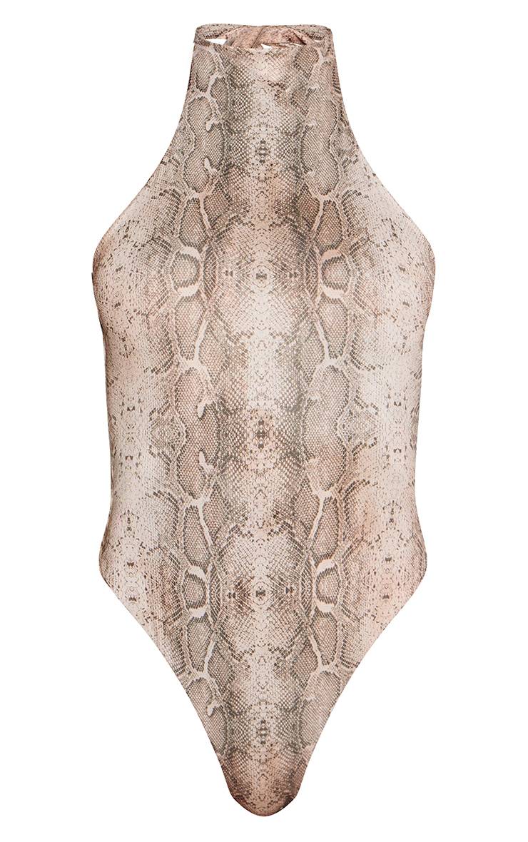Snake Print Body Col Montant En Jersey Slinky Imprimé Synthétique Avec Jupe Coordonnée
