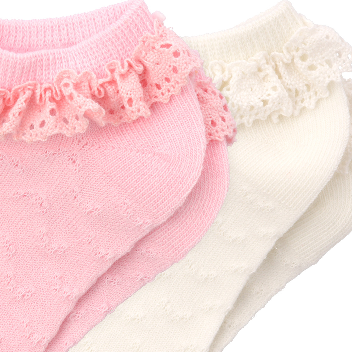 Topolino 2 Paar Mädchen Sneaker-Socken mit Rüsche weiss