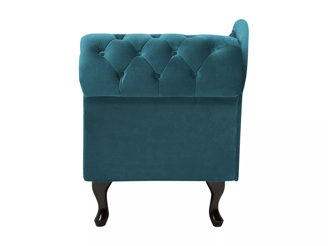 Méridienne Chesterfield en velours vert canard côté droit NIMES