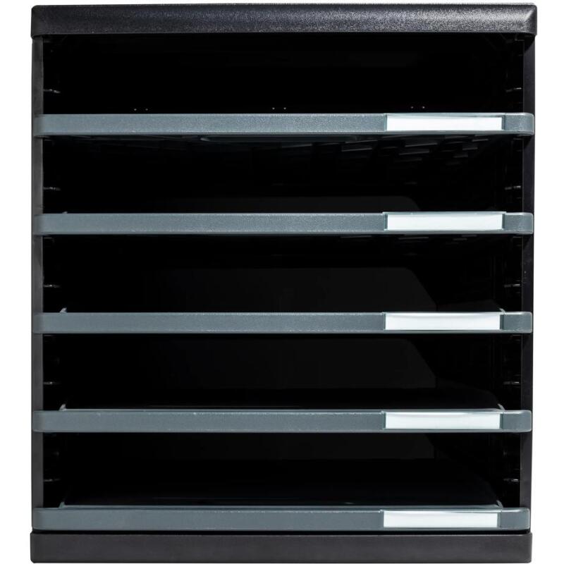 Module de classement Modulo Ecoblack 5 tiroirs ouverts - Gris foncé