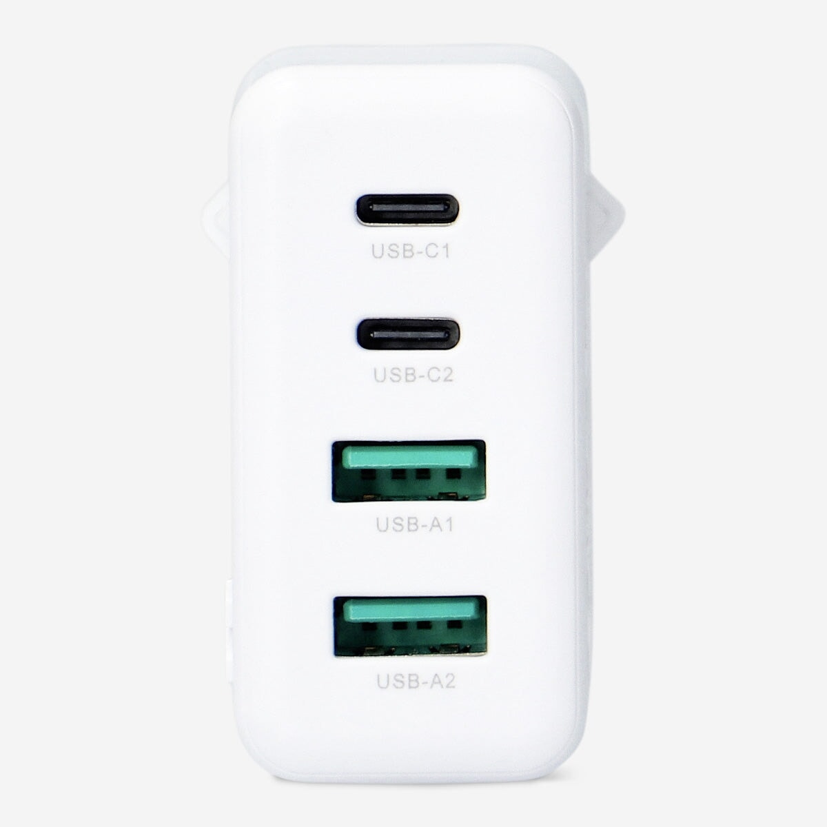 Vægadapter med fire porte. USB-C og USB 3.0