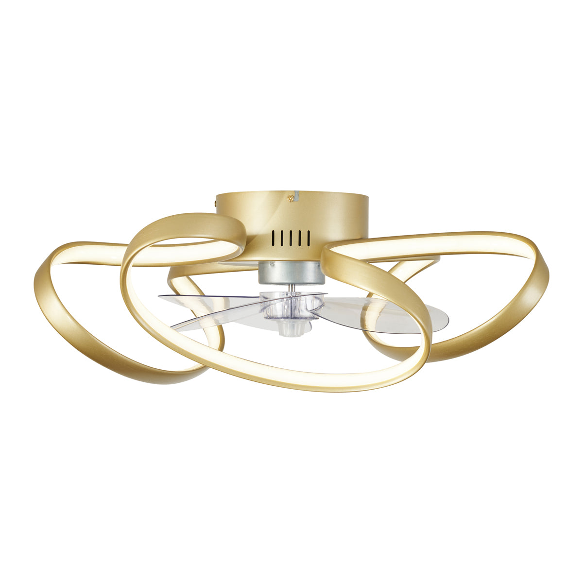 QAZQA Plafondventilator messing 55cm incl. LED dimbaar met
