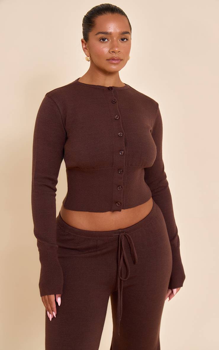 Chocolat Cardigan Côtelé Large À Boutons En Maille Shape