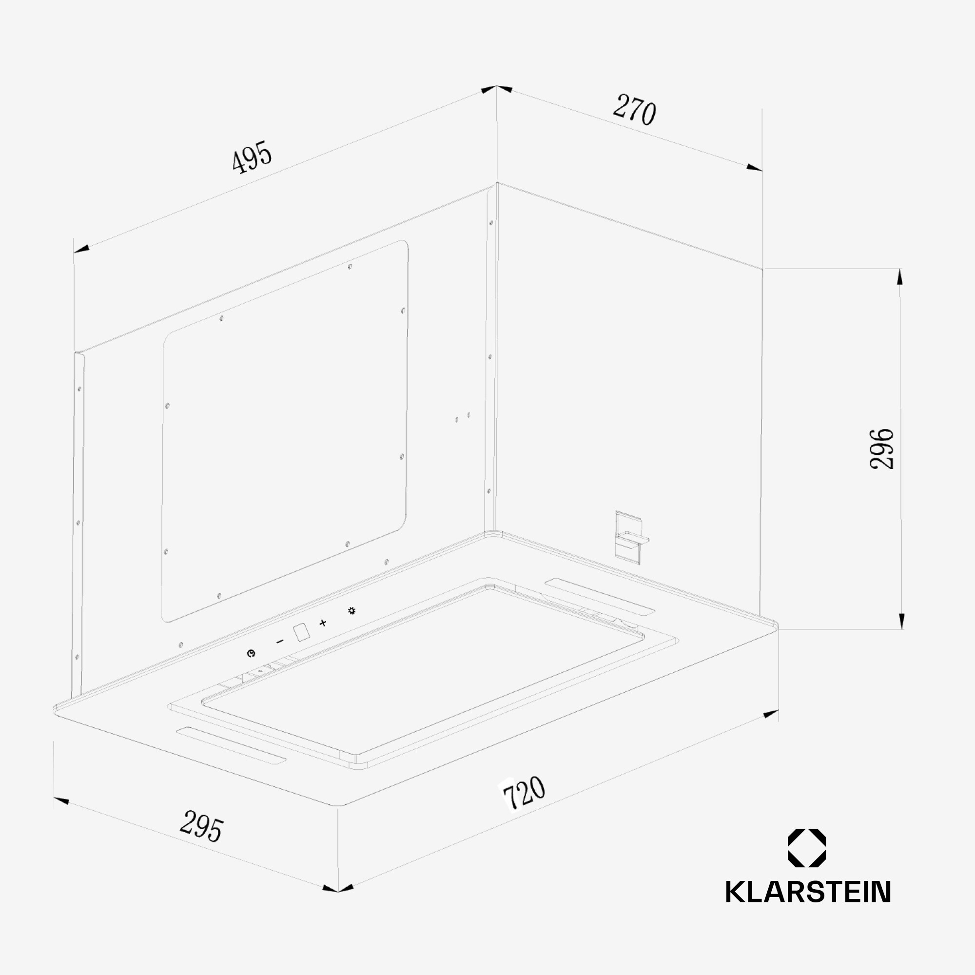 Hektor Eco Lüfterbaustein 72 cm 466 m³/h Touch Glas Schwarz