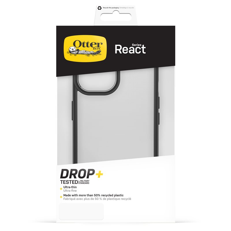 iPhone 15 Hybrid Hülle TPU Bumper   Hardcase Rückseite React Series (77-92802) - Transparent / Schwarz