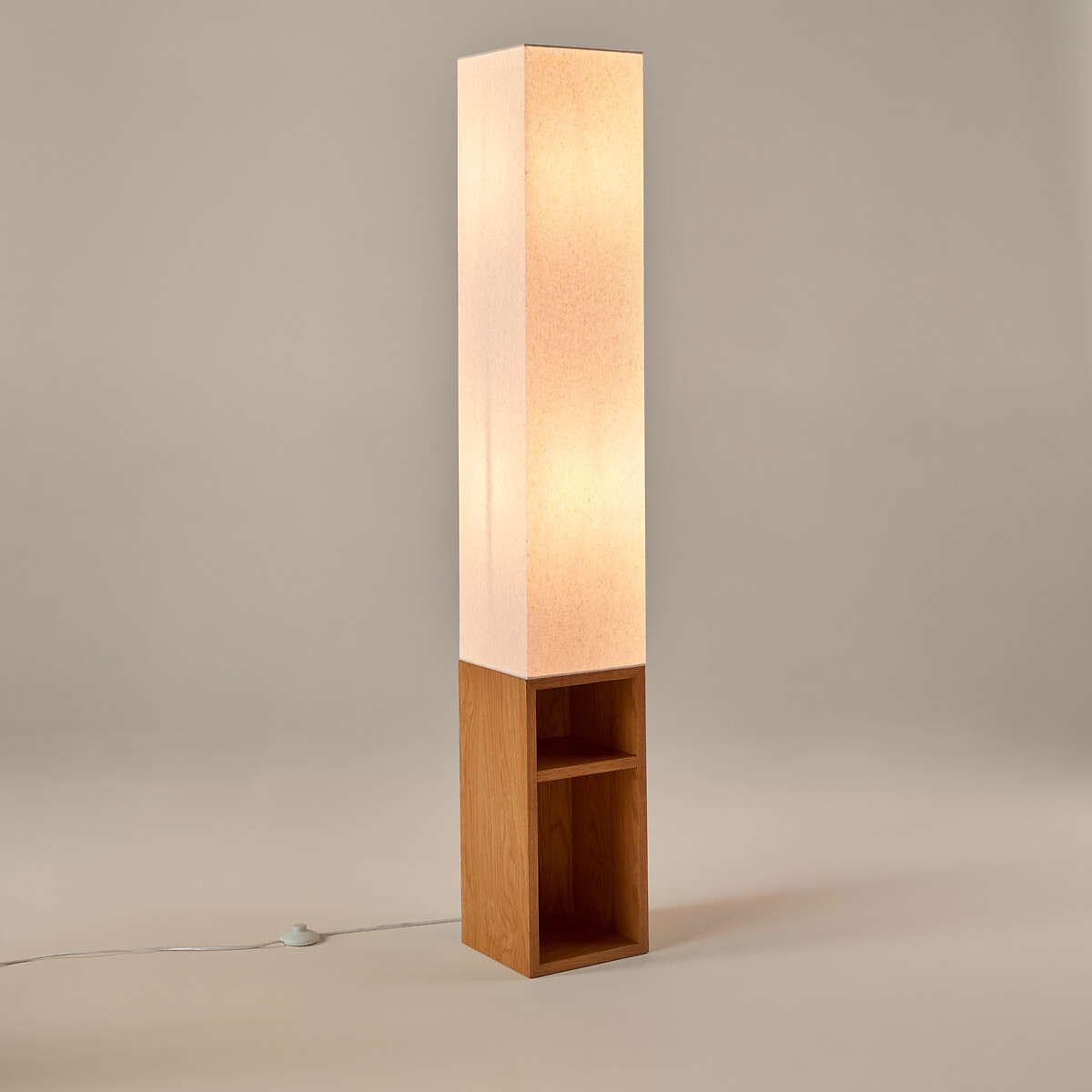LA REDOUTE INTERIORS<br>Luminária de chão em MDF folheado a carvalho e linho, Archi