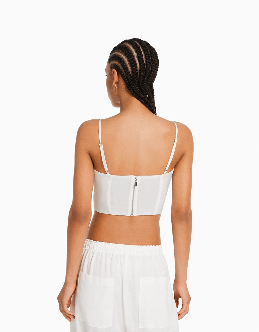 Top corset de cetim com alças