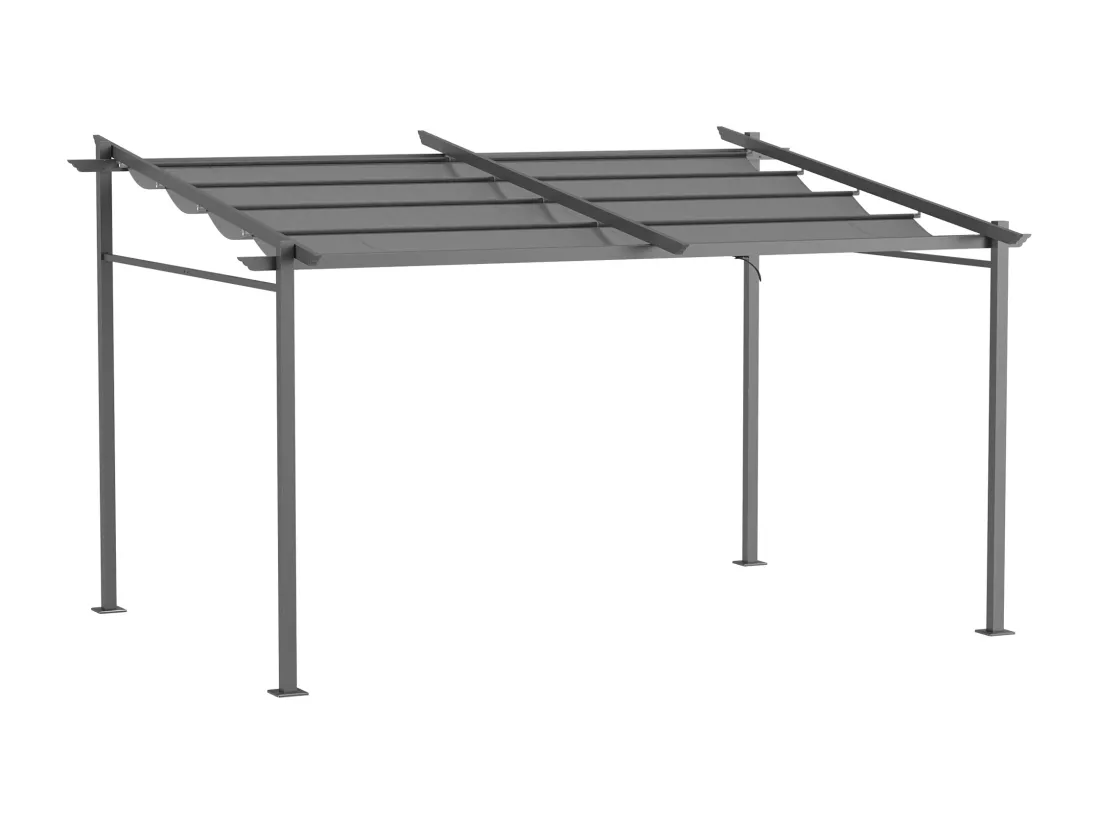 Pergola rétractable 3,97L x 2,95l x 2,3H m structure alu. acier époxy polyester gris