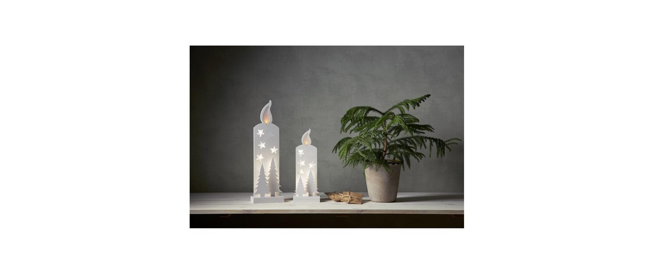 Tischdeko Grandy 12 LED, 36 cm, indoorKerze mit Sternen und Tannen