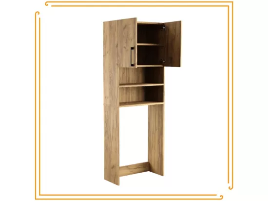 Armoire de Salle de Bain au-dessus de la Machine à Laver Sèche-Linge Colonne Étagère Intégrée pour Appareils Ménagers Chêne Craft