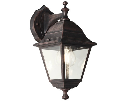 Buitenwandlamp, hangend, 1-lichts, HxBxD 31x14x19 cm, roestkleurig metaal
