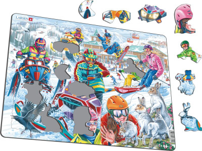 Larsen Puslespil - Snescooter Og Snowboards - 57 Brikker
