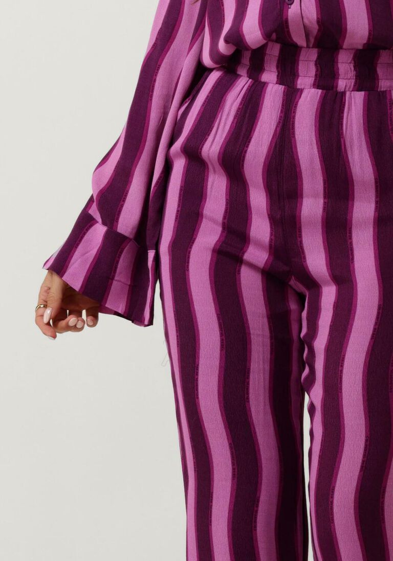COLOURFUL REBEL paarse colourful rebel wijde broek melody stripes straight pants
