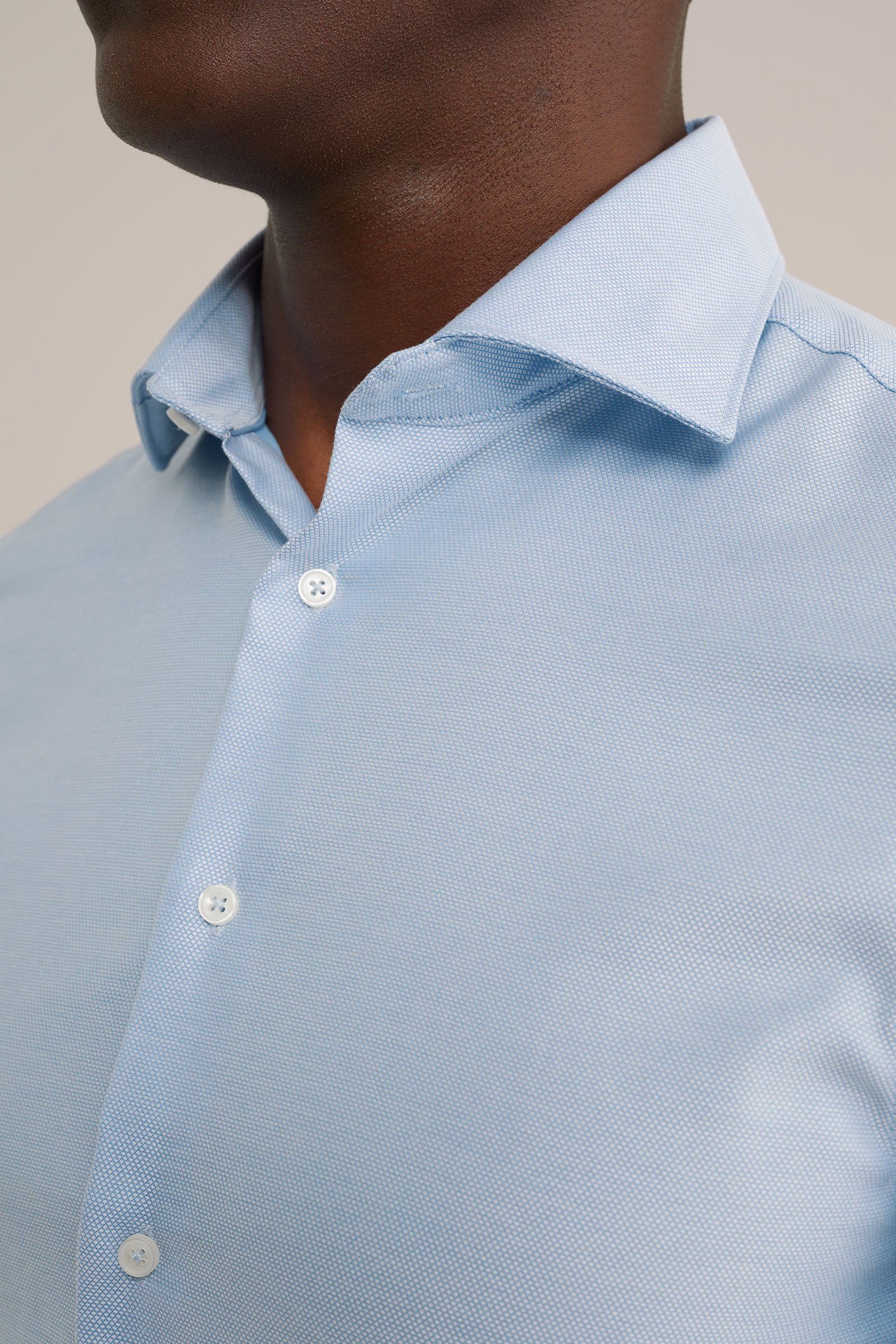 slim fit overhemd met structuur WE Fashion Lichtblauw
