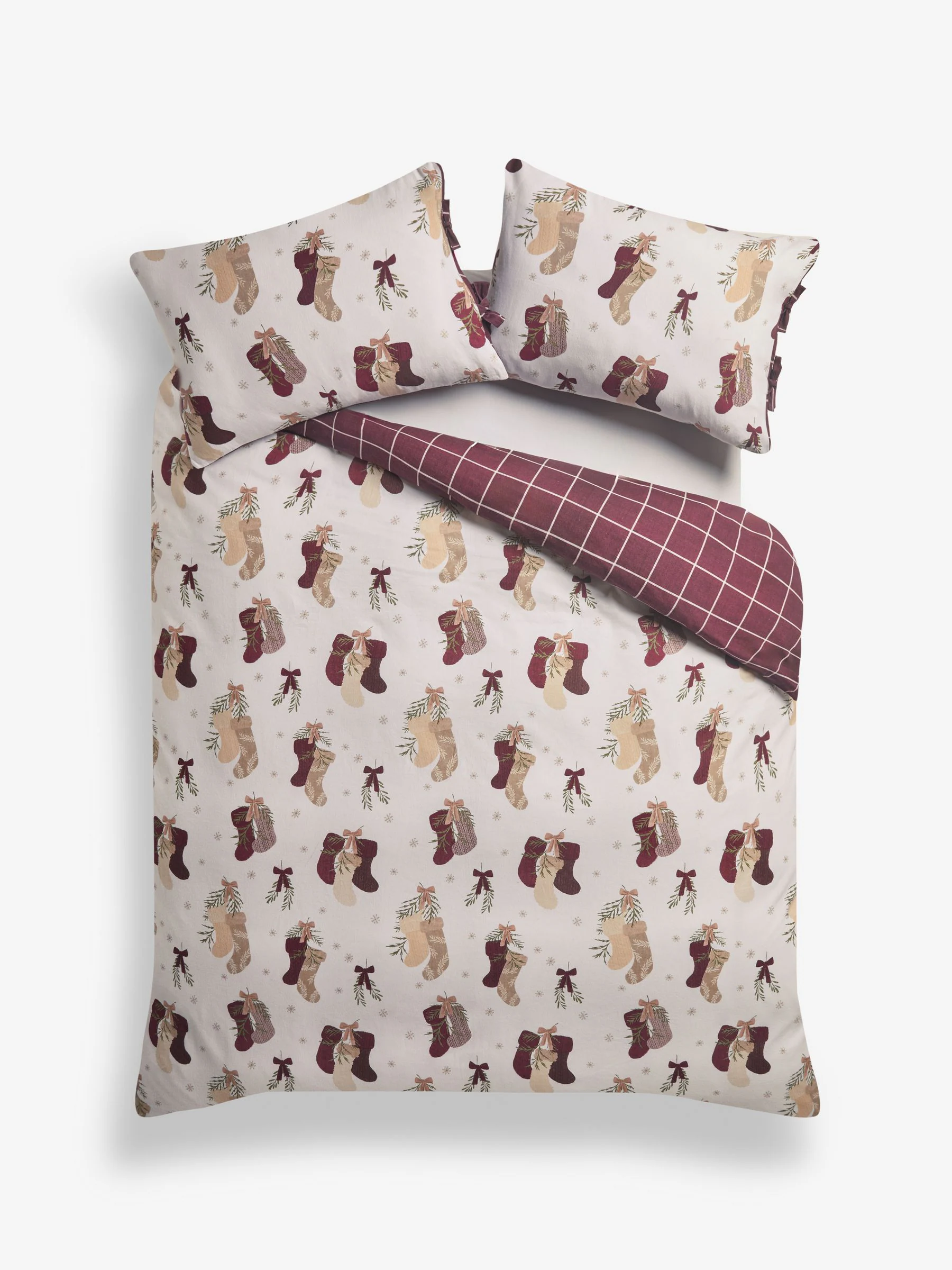 Christmas Supersoft 100% Brushed Cotton Reversible Duvet Cover and Pillowcase Set