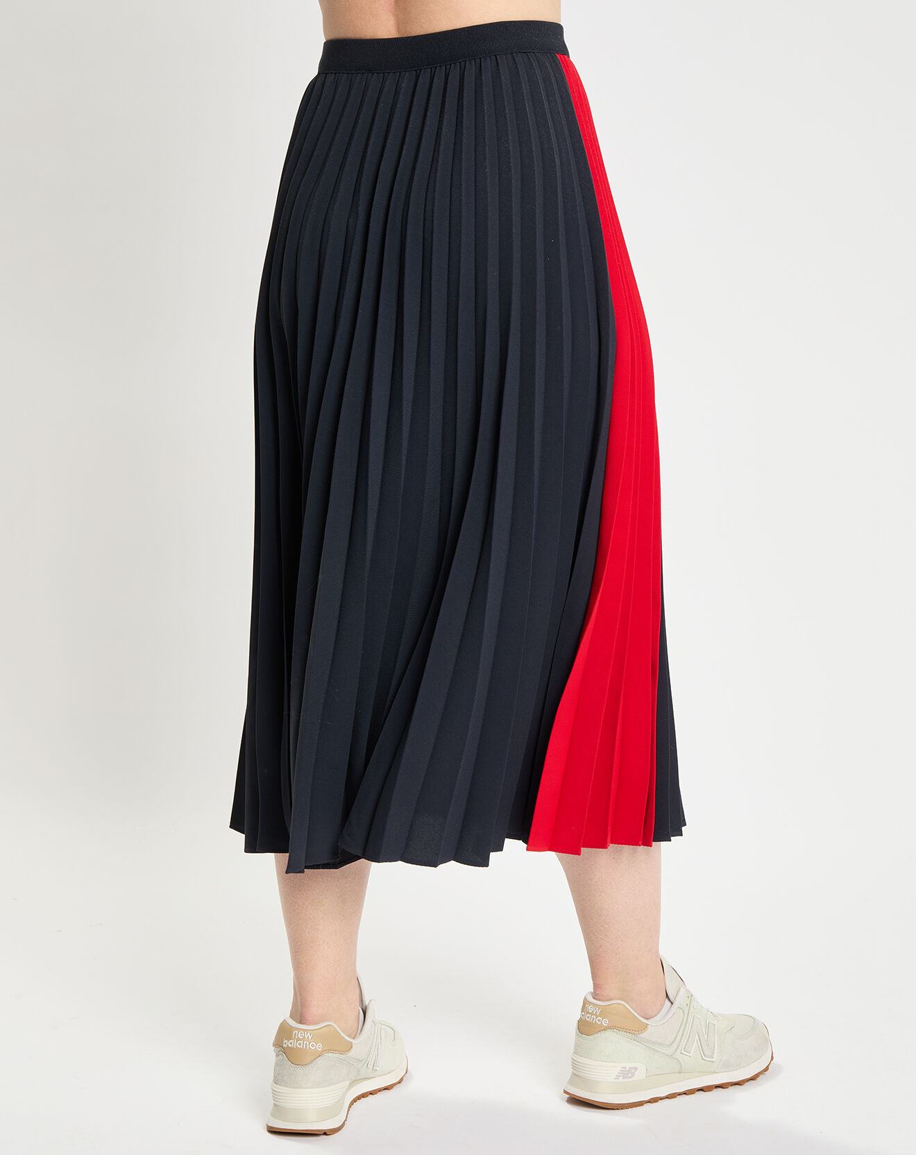 Tommy Hilfiger Jupe Midi Fluide Colorblock Pleated bleu/rouge