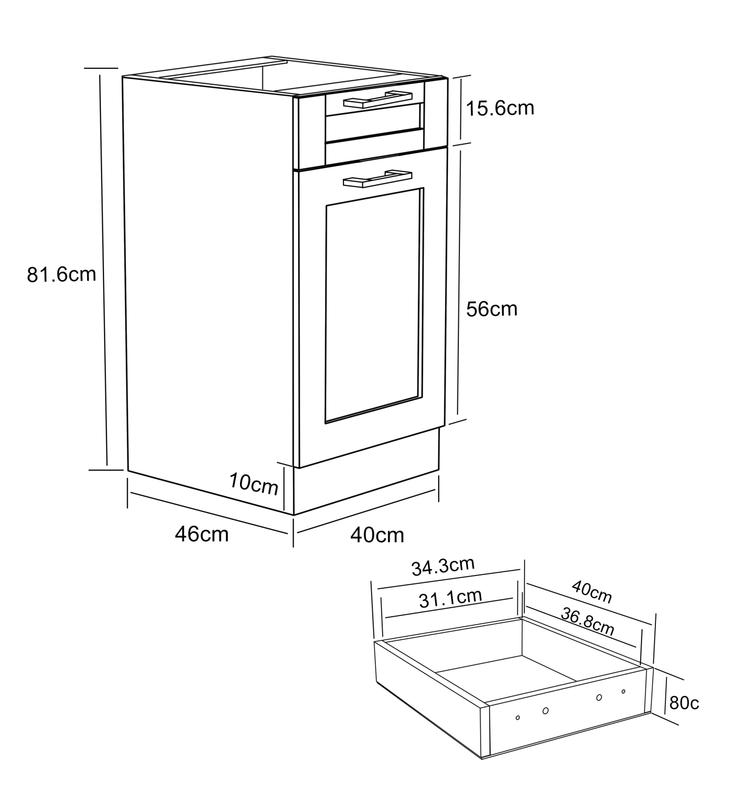 Unterschrank COLURA - weiß - 40 cm