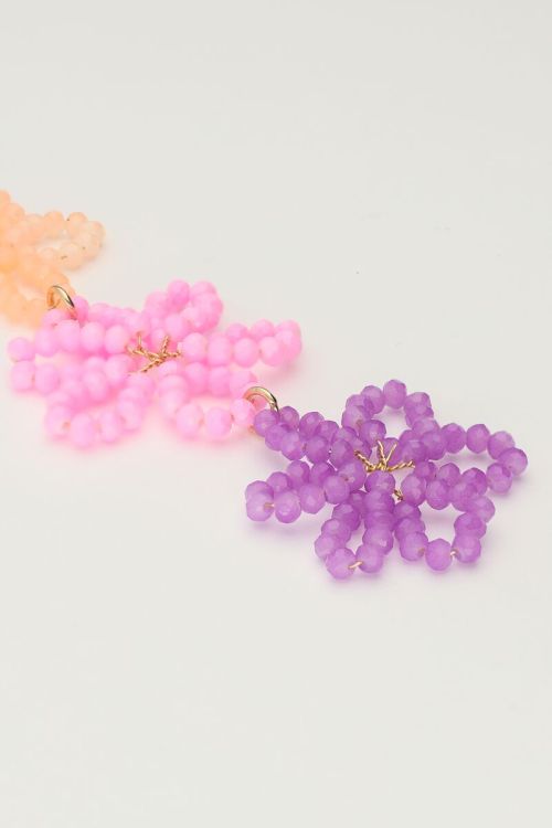 Statement oorbellen met 3 meerkleurige bloemen