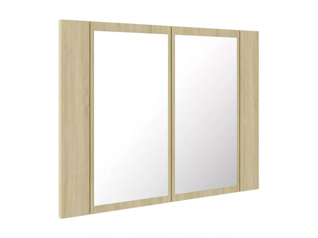 Armoire de salle de bain à miroir à LED Chêne sonoma 60x12x45