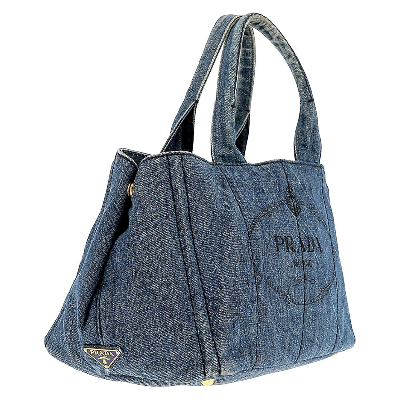 Prada Sac à main GM Canapa en Denim bleu - Très bon état - L.34 cm