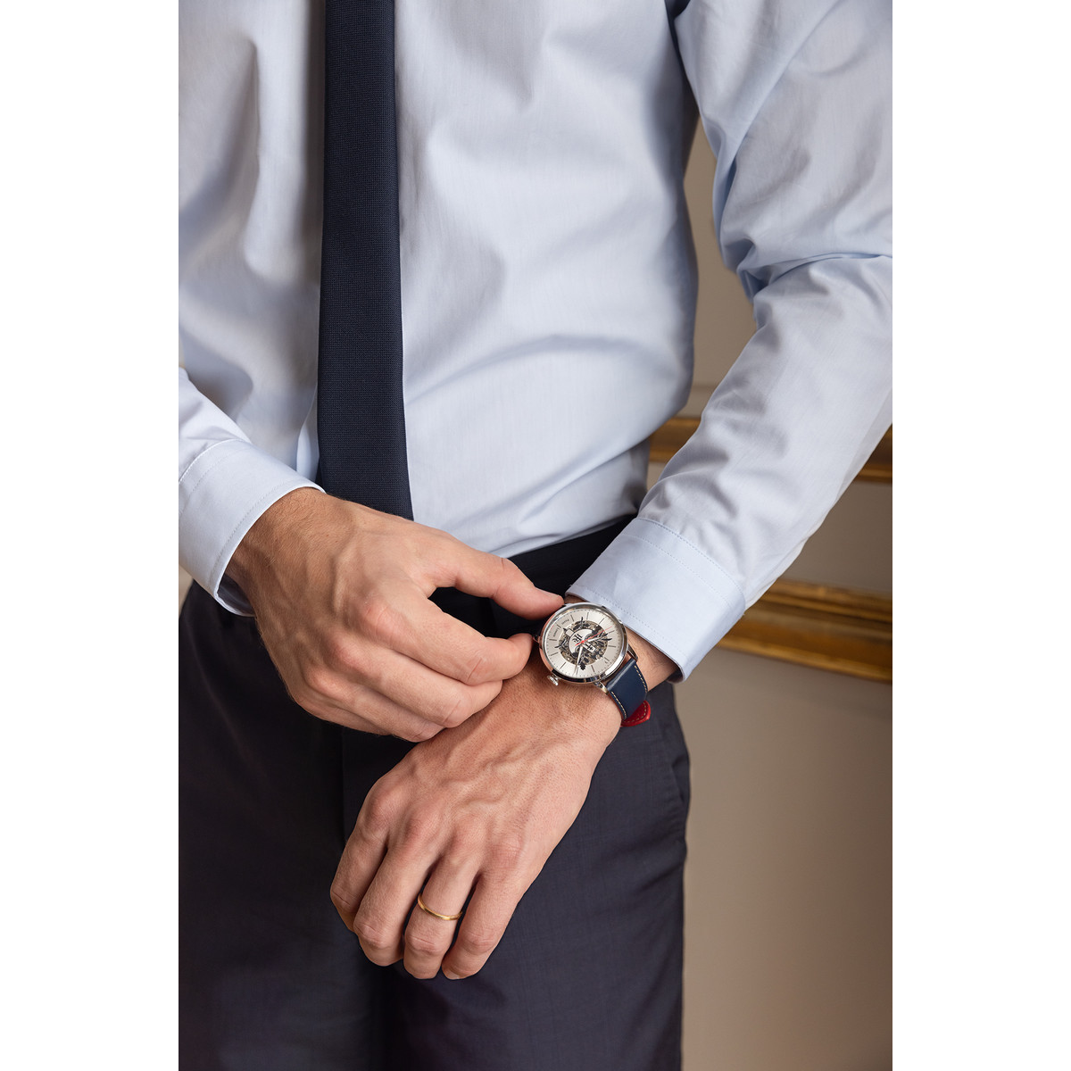 Montre PIERRE LANNIER Élysée homme automatique, bracelet cuir bleu