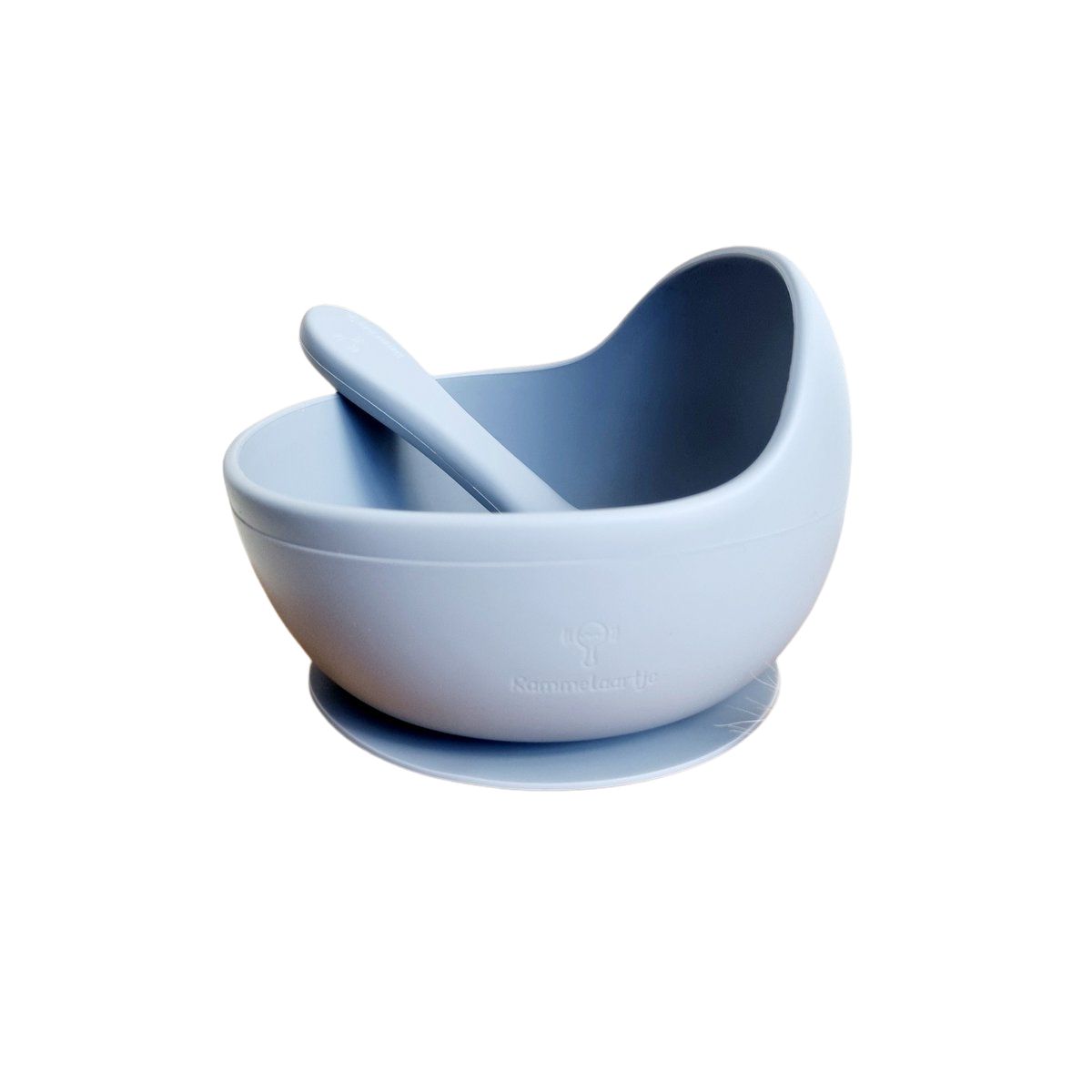 Silikonschale mit Saugnapf und Löffel - Graublau