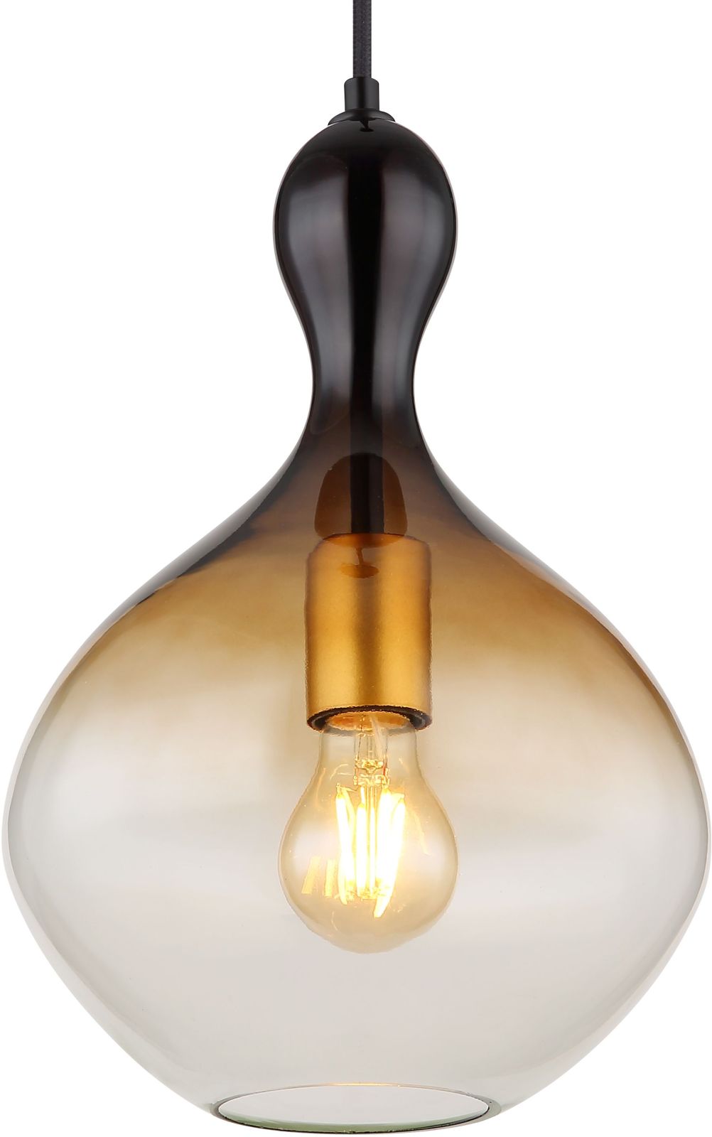 Hängeleuchte - schwarz matt - goldfarben - rauchfarben - Ø 23 cm