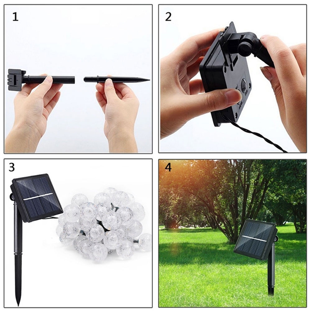 (5m) 50 LED's Deko Solar Lichterkette Kugeln Outdoor Beleuchtung IP65 - Kaltweiss