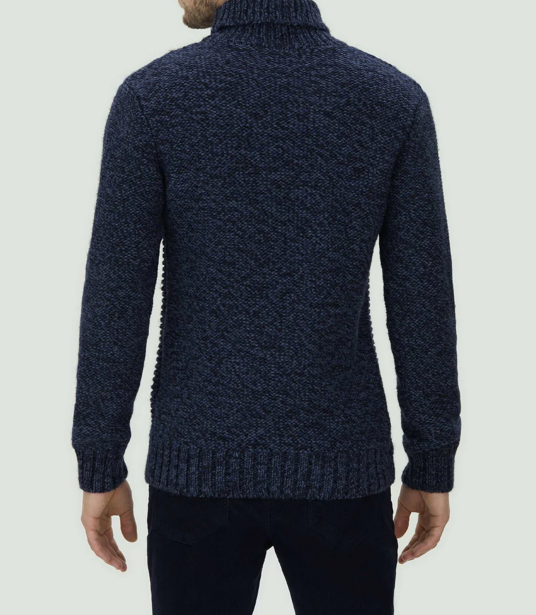 Pull col roulé à torsades marine 