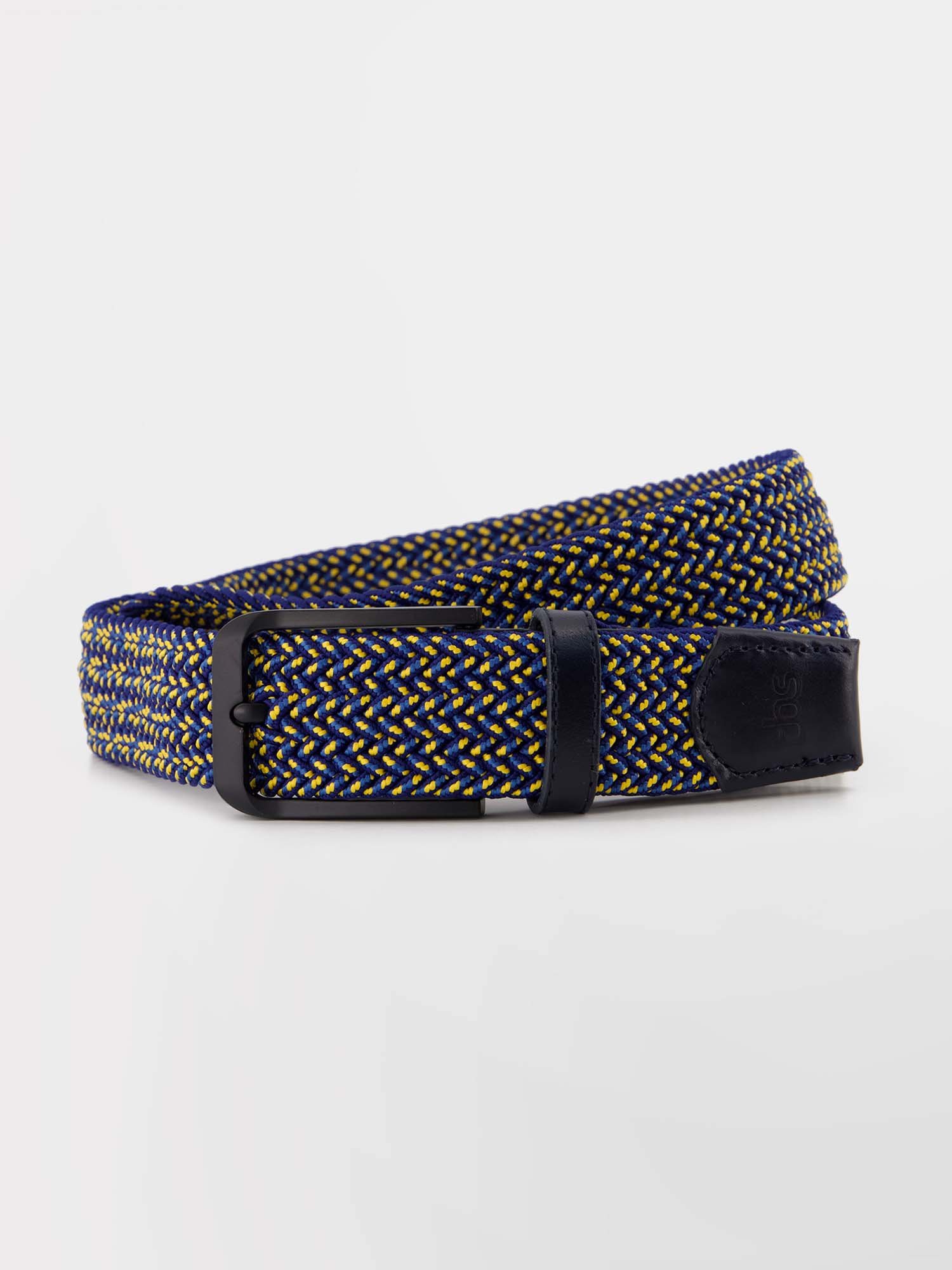 Ceinture Homme Tressée & Elastiquée Marine et Jaune
