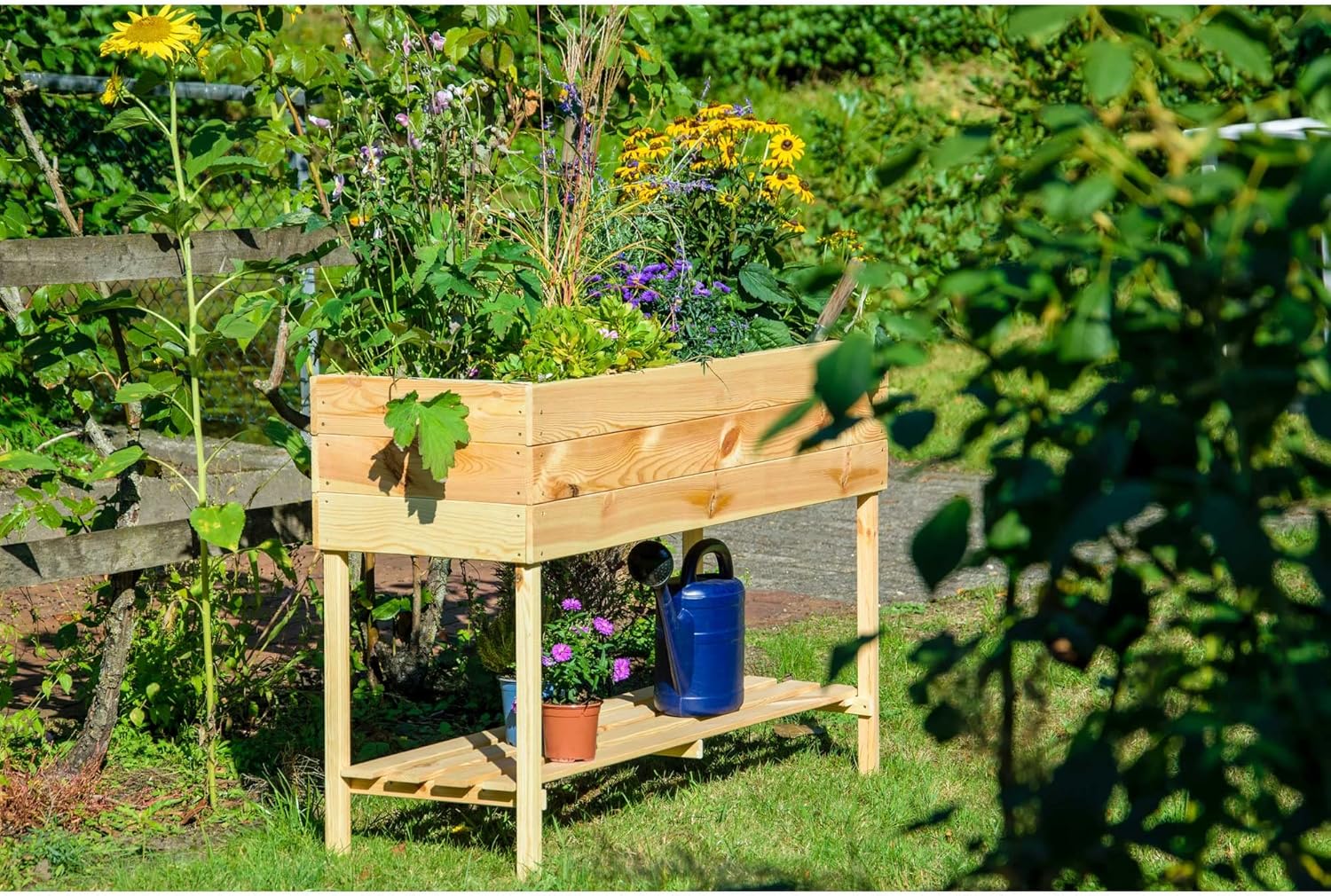 dobar® 58175FSCe breites Hochbeet XL aus Holz |Erhöhtes Gemüsebeet | Kräuterbeet aus Holz | Pflanzkasten für Balkon/Garten/Terrasse | Salatbeet für die Anzucht | 117 x 40 x 78 cm | Natur