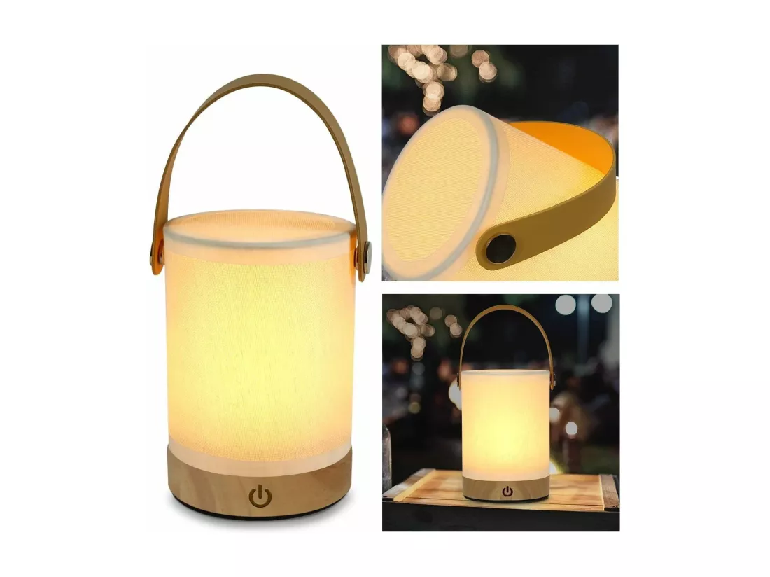 NETTLIFE Lampe de chevet Touch LED Lampe de table - Dimmable Cadeau avec USB Batterie rechargeable Moderne Lampe de chevet portable en tissu