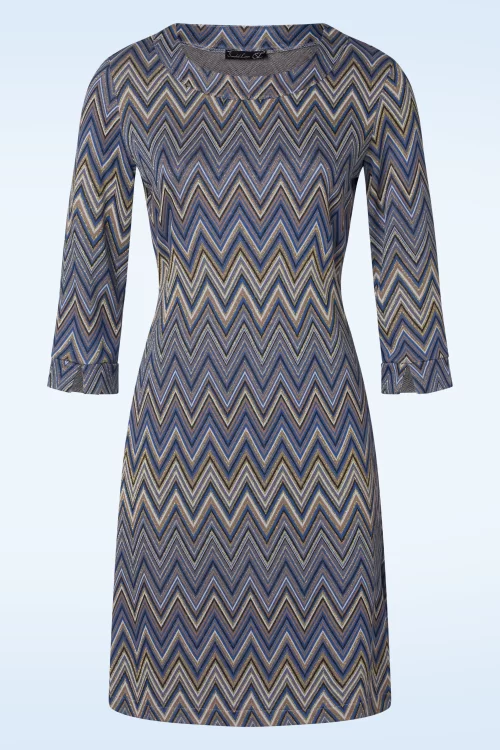 Smashed Lemon Dana Zig Zag jurk in blauw