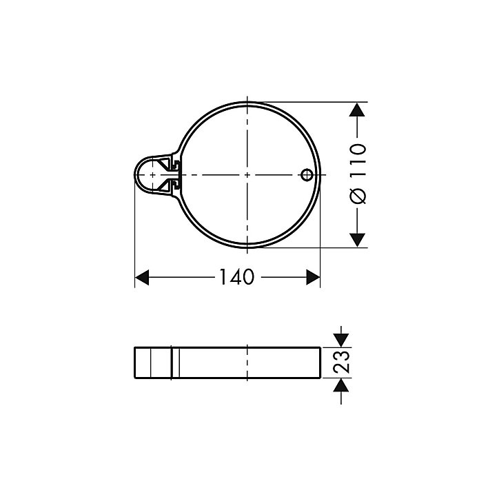 Porte savon pour barre de douche rond chromé Hansgrohe Casetta
