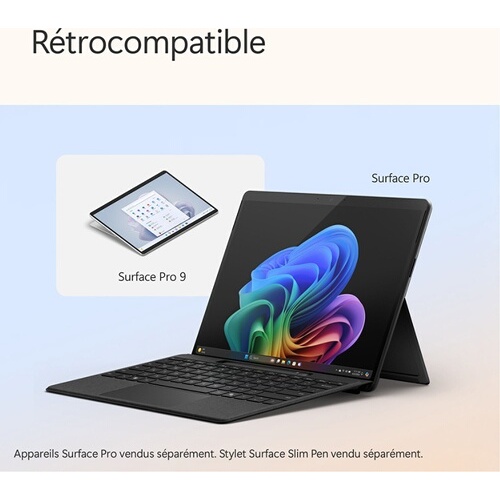 Clavier pour tablette Microsoft Flex pour Surface Pro 13 pouces avec emplacement de recharge pour stylet - Noir