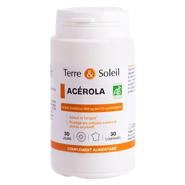 Terre & Soleil Acerola Orgânica - Caixa com 30 comprimidos
