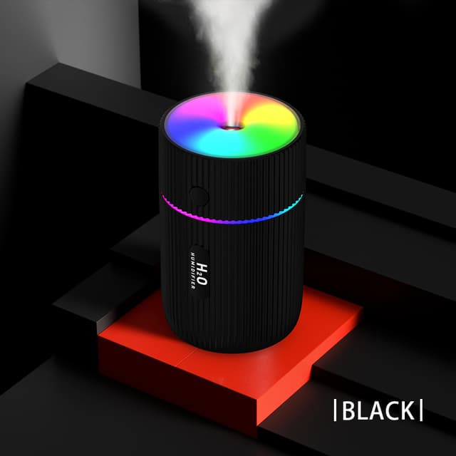 Luftfugter med farverig LED-lampe Sort