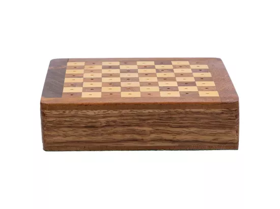 Jeu 3 en 1 (échecs+domino+dés) dans une boîte en bois marron 15,5x16x3h