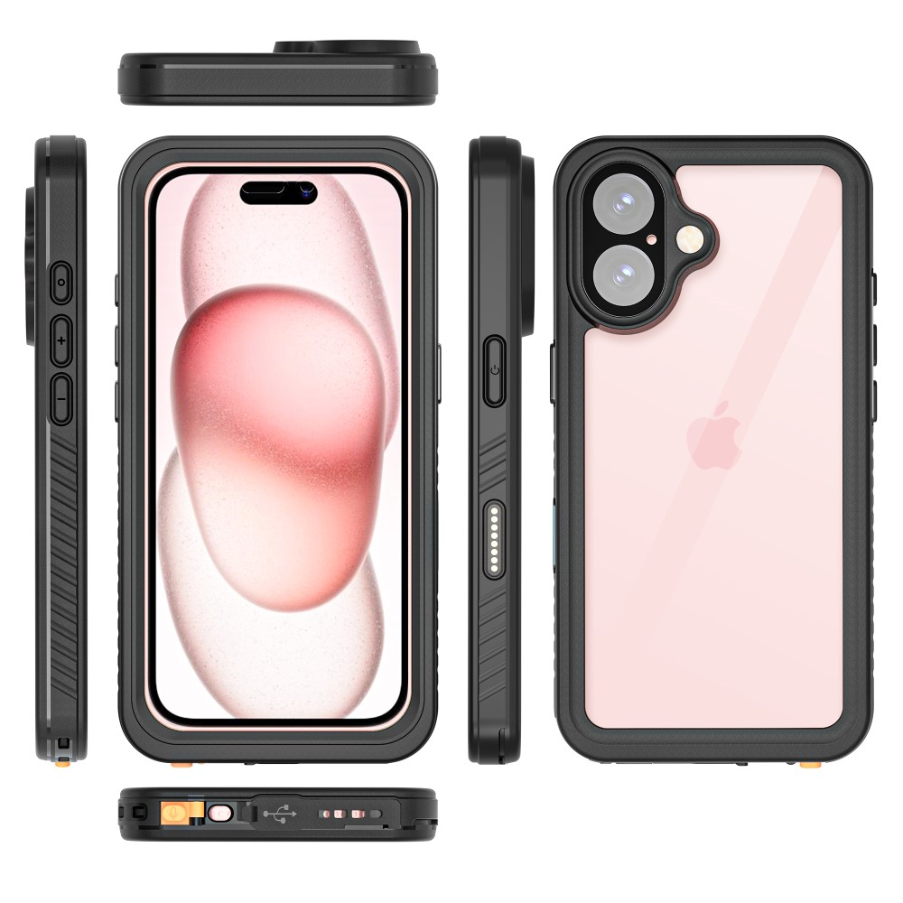 iPhone 16 Wasserfeste Outdoor Schutz Hülle (IP68) - Schwarz