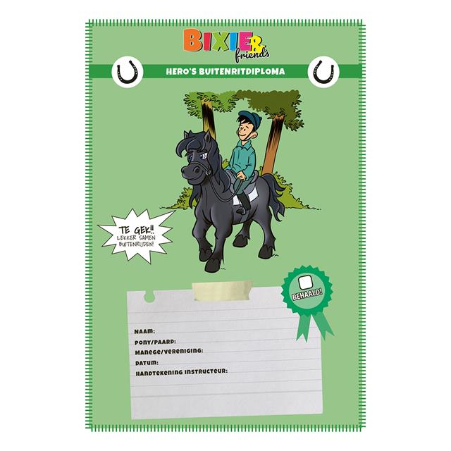 Diploma KNHS Bixie&Friends Hero's Buitenritdiploma