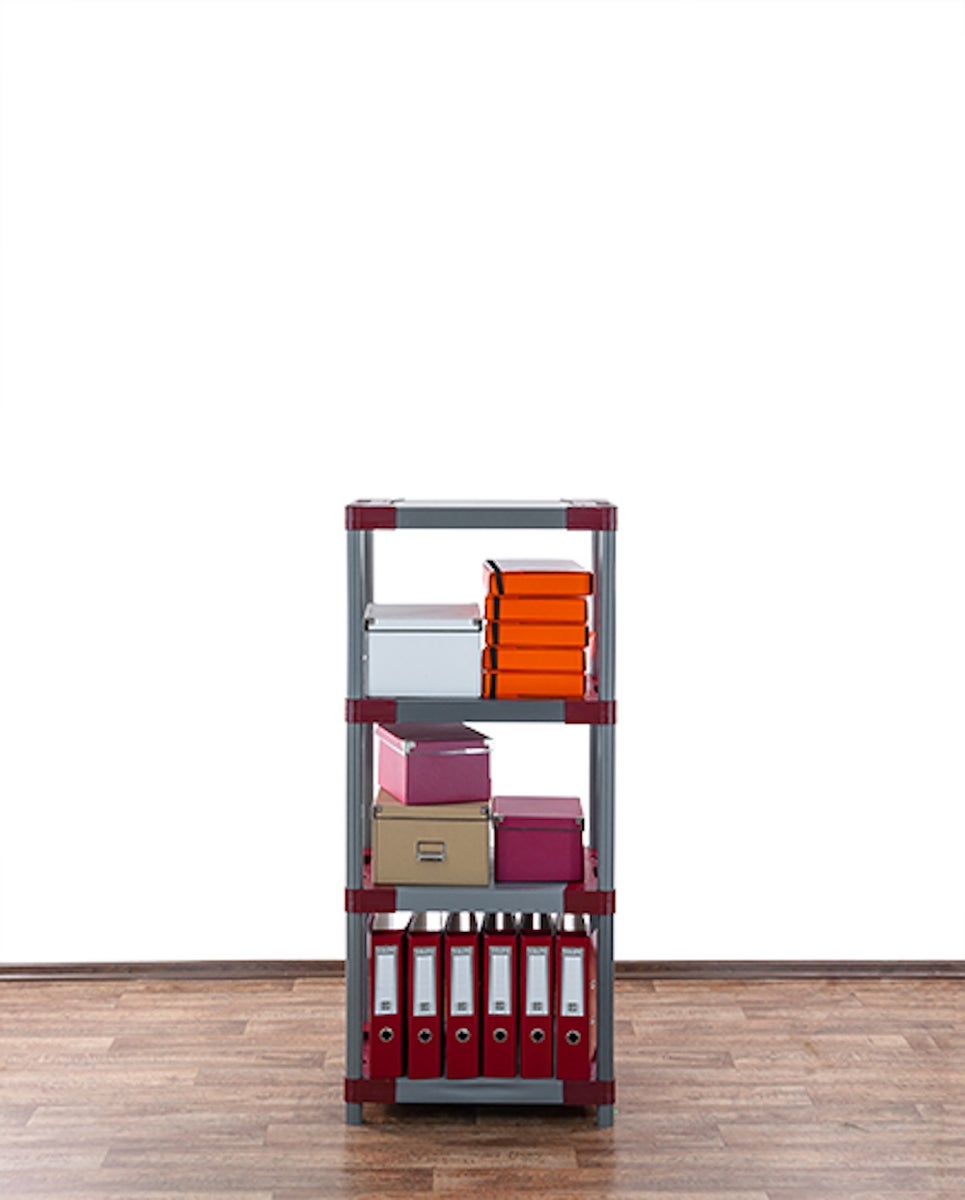 PROREGAL Plastic Plank Big Grey Bear Laag HxBxD 138 x 70 x 46 cm Plank Draagvermogen 160 kg Grijs/Rood