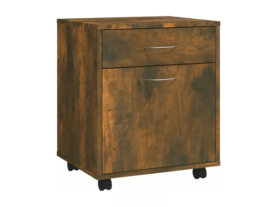 Armoire roulante Chêne fumé 45x38x54 cm Bois d'ingénierie