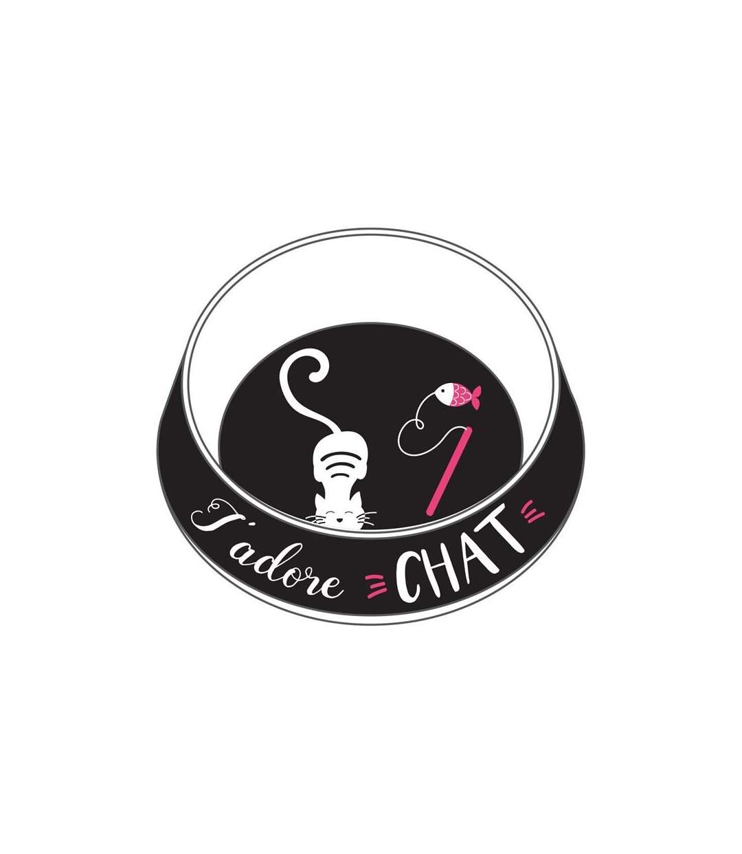 Paris Prix - Gamelle Pour Chat j'adore 19cm Noir & Blanc