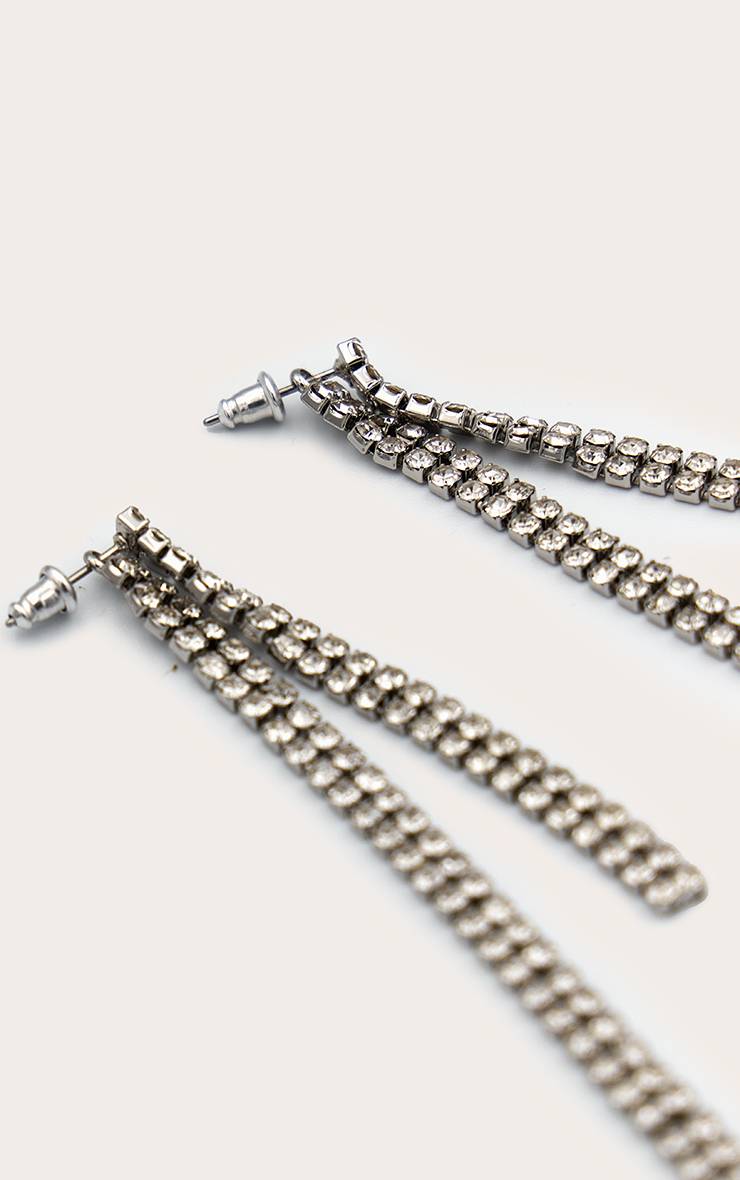 Argenté Boucles D'oreilles Fines Ornées De Strass