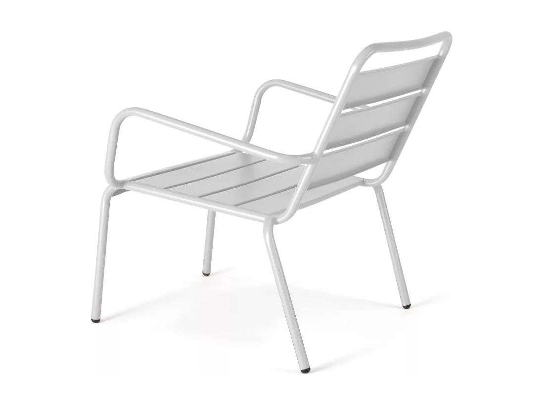 Lot de 2 fauteuils relax avec repose-pieds en métal blanc - Palavas