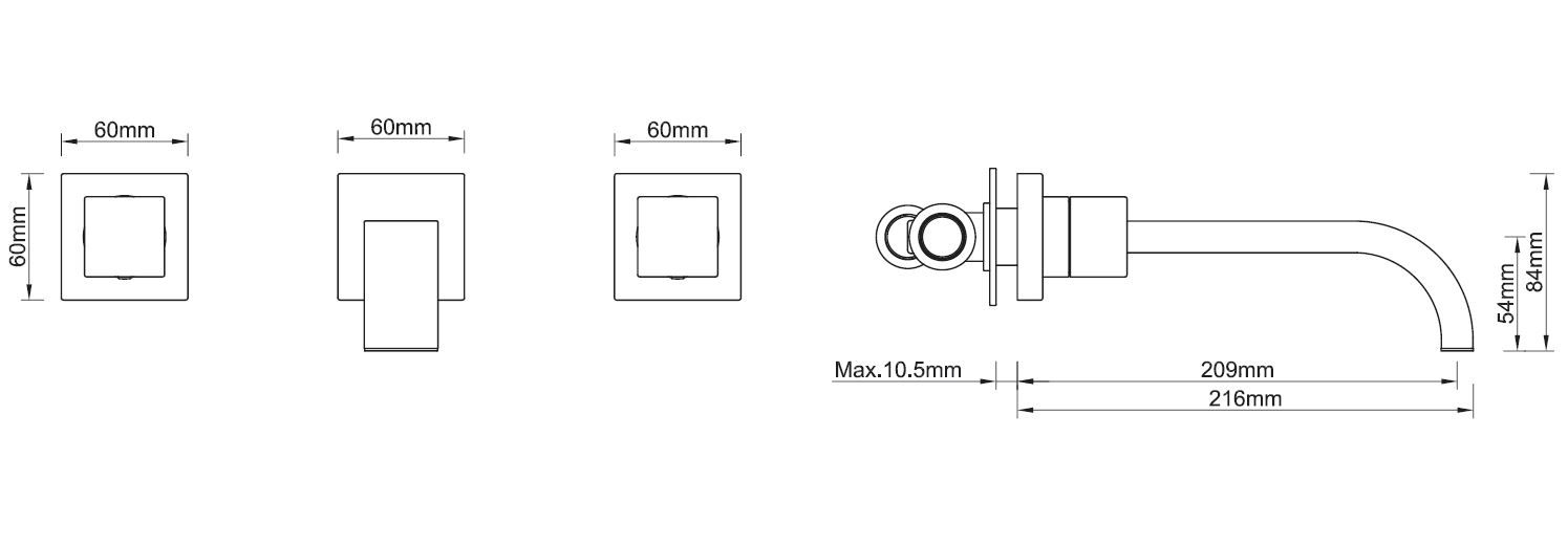Mueller Cube inbouw-wastafelkraan 2-knops PVD-coating chroom